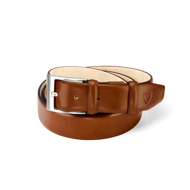 Aspinal of London Mens Brown Leather Classic Belt