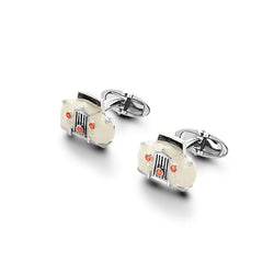 Aspinal of London Mens Cream Sterling Silver & Enamel Rolls Royce Cufflinks