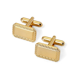 Aspinal of London Mens Gold Plated Engraved Edge Rectangular Cufflinks