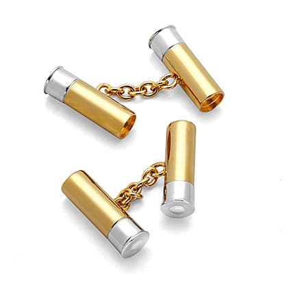 Aspinal of London Mens Gold Sterling Silver & Plated Double Cartridge Cufflinks