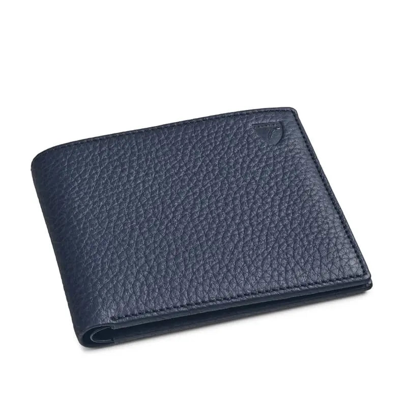 Aspinal of London Mens Navy Blue 8 Card Billfold Leather Wallet