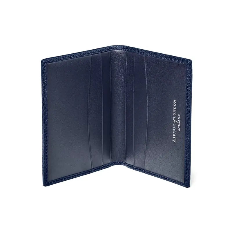 Aspinal of London Mens Navy Blue Leather Double Fold Credit Card Holder