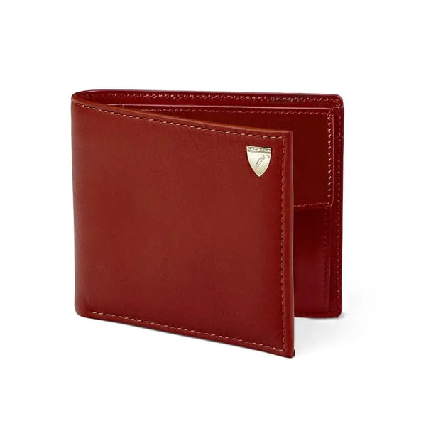 Aspinal of London Mens Red Billfold Coin Leather Wallet