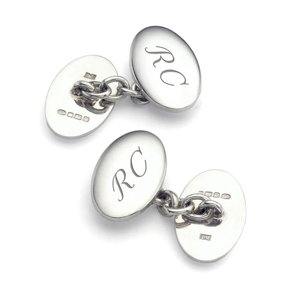 Aspinal of London Men's Silver Classic Double Domed Sterling Cufflinks