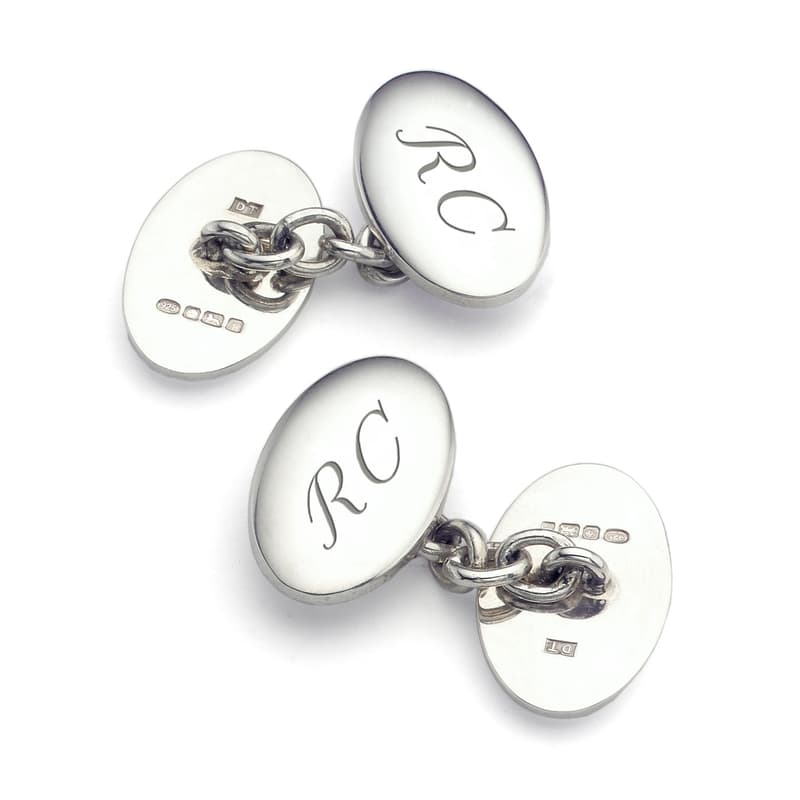 Aspinal of London Men's Silver Classic Double Domed Sterling Cufflinks