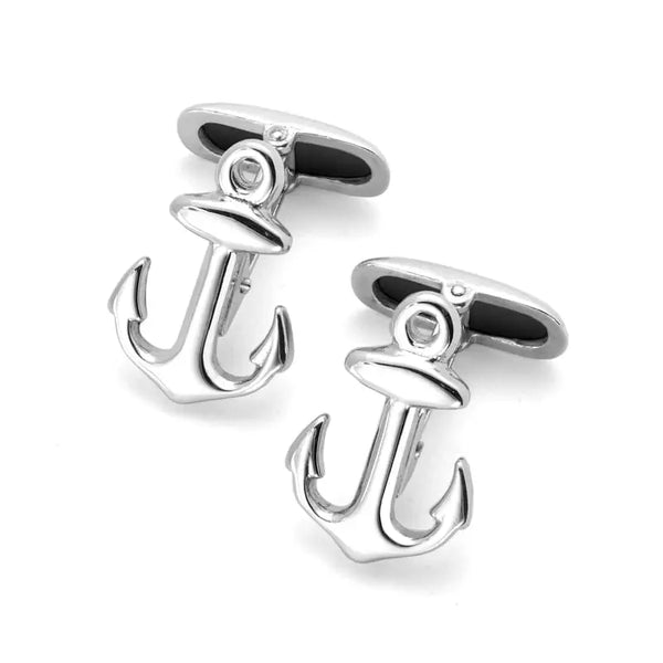 Aspinal of London Mens Sterling Silver Anchor Cufflinks