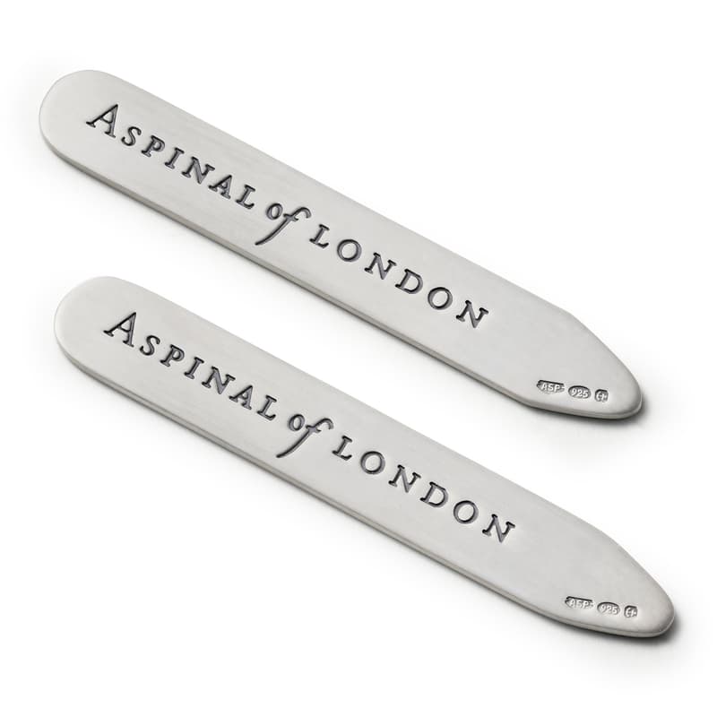 Aspinal of London Mens Sterling Silver Collar Stiffeners