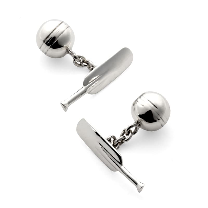 Aspinal of London Mens Sterling Silver Cricket Bat & Ball Cufflinks