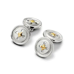 Aspinal of London Mens Sterling Silver Double Buttons Cufflinks