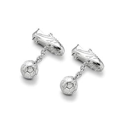 Aspinal of London Mens Sterling Silver Football & Boot Cufflinks