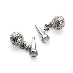 Aspinal of London Mens Sterling Silver Golf Ball & Tee Cufflinks