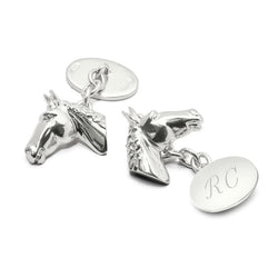 Aspinal of London Mens Sterling Silver Personalised Horse Head Cufflinks