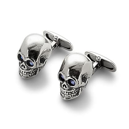 Aspinal of London Men's Sterling Silver Skull Cufflinks