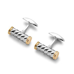 Aspinal of London Mens Sterling Silver and Gold Plated Twist Barrel Cufflinks