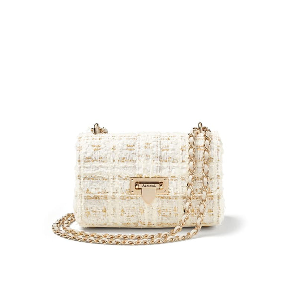 Aspinal of London Micro Lottie Leather Crossbody Bag in Ivory Tweed