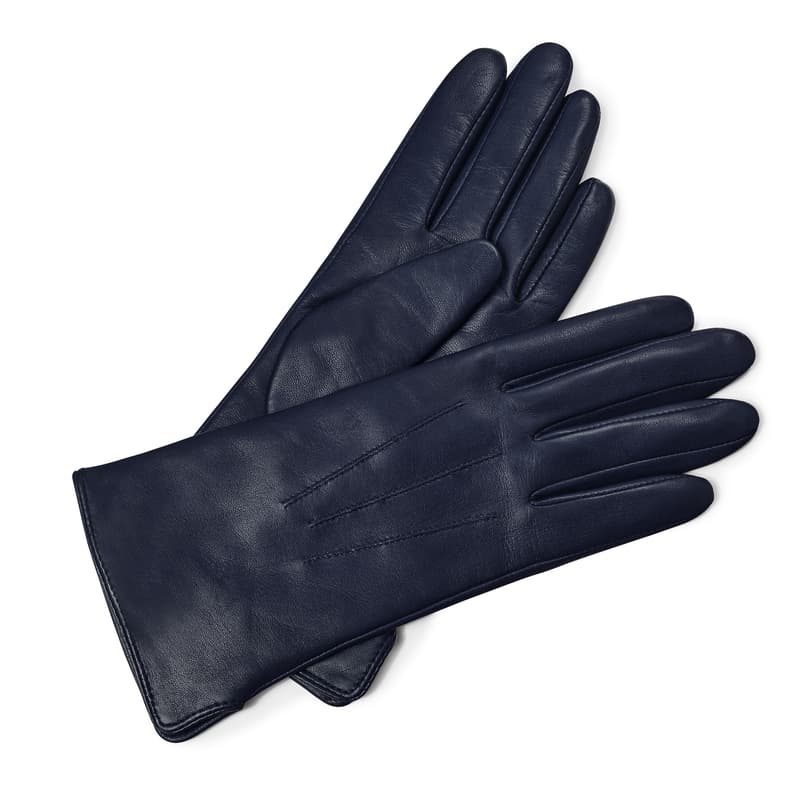 Aspinal of London Navy Blue Cashmere Lined Leather Gloves