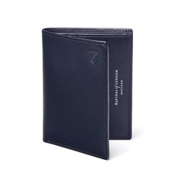 Aspinal of London Navy Blue Credit Card Leather Wallet With Notes Pocket