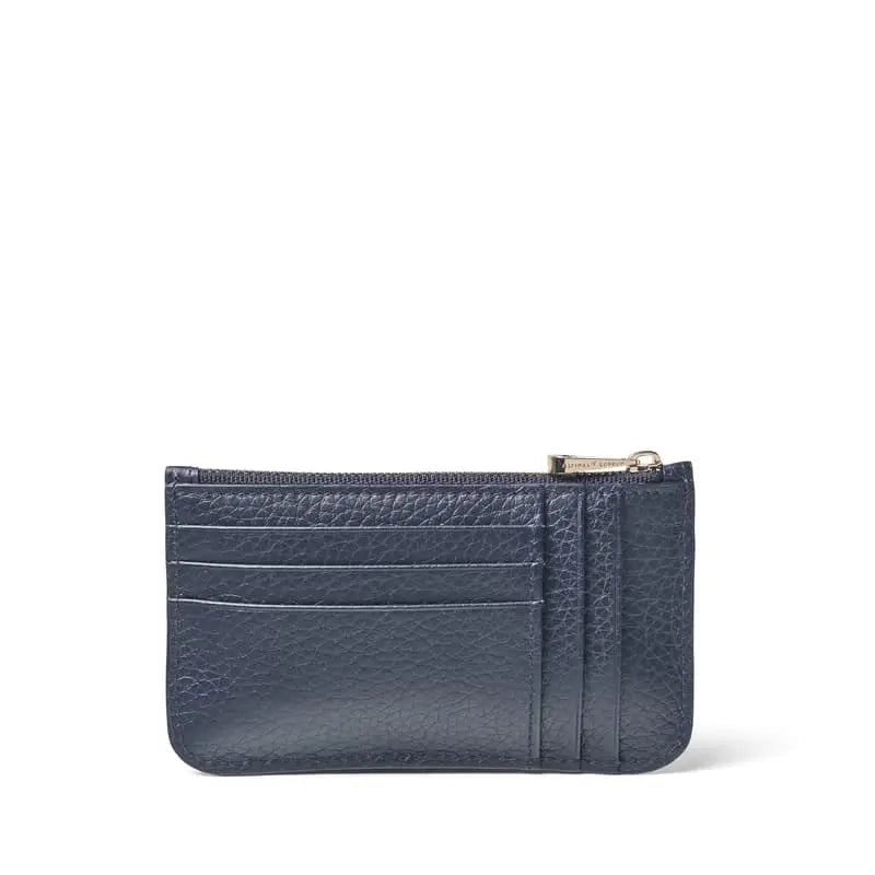 Aspinal of London Navy Blue Full Grain Leather Ella Card & Coin Holder