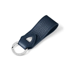 Aspinal of London Navy Blue Italian Full-Grain Small Leather Loop Keyring