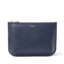 Aspinal of London Navy Blue Large Ella Leather Pouch