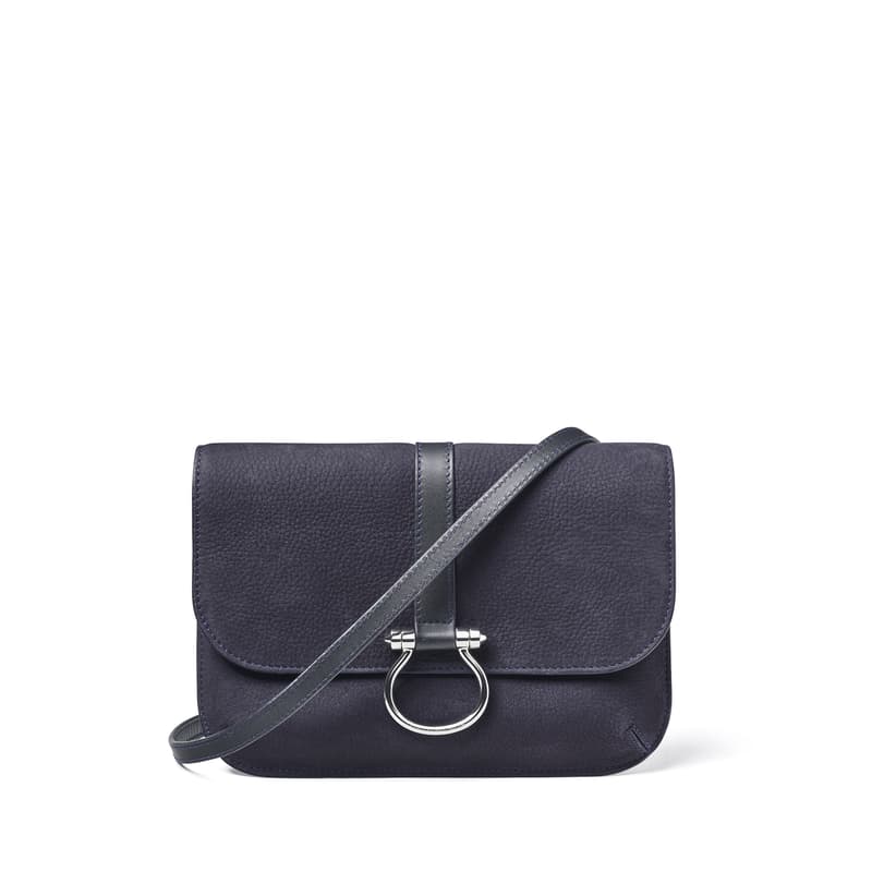 Aspinal of London Navy Blue Leather Bella Leather Crossbody Bag