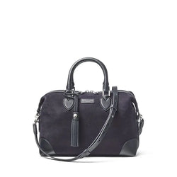 Aspinal of London Navy Blue Leather Small Bowling Bag