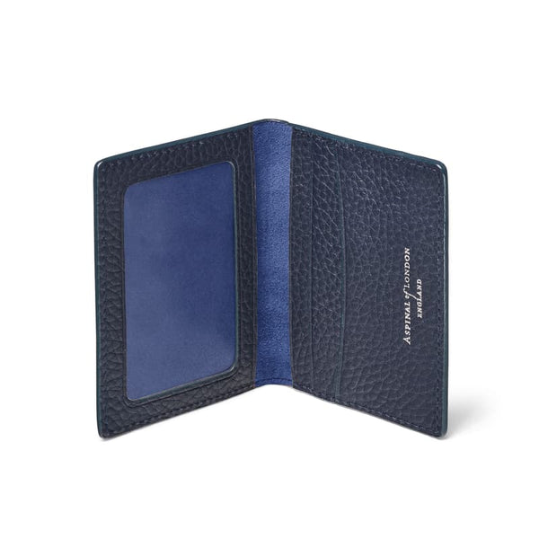 Aspinal of London Navy Blue Pebble Leather ID & Travel Card Case