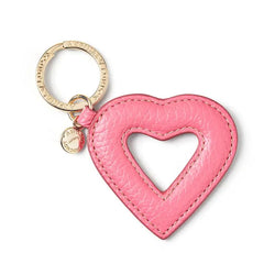 Aspinal of London Pink Leather Hollow Heart Keyring