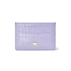 Aspinal of London Purple Leather Crocodile Print Slim Credit Card Holder