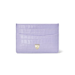 Aspinal of London Women's Purple Leather Crocodile Print Slim Credit Card Holder