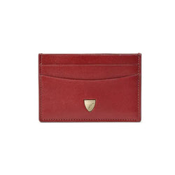 Aspinal of London Red and Brown Italian Full-Grain Leather Slim Credit Card Holder