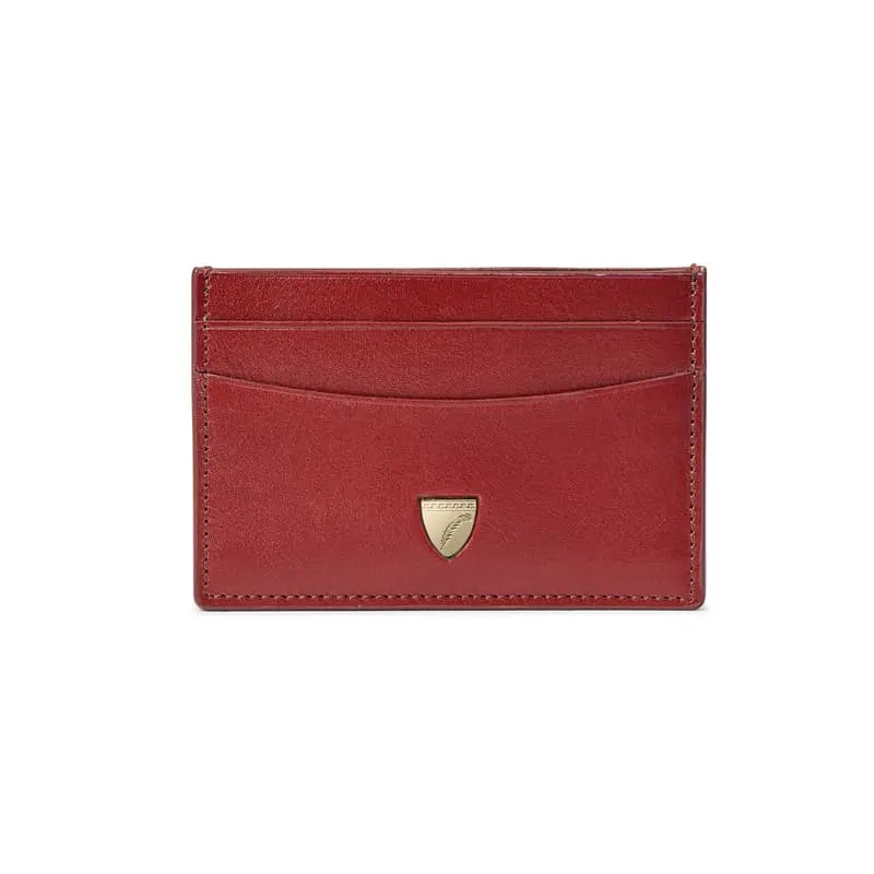 Aspinal of London Red and Brown Italian Full-Grain Leather Slim Credit Card Holder