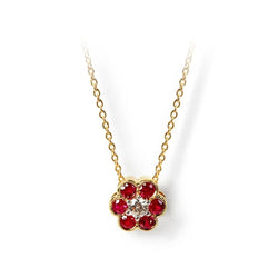 Aspinal of London Red and Gold Athena 18ct Ruby & Diamond Cluster Pendant Necklace