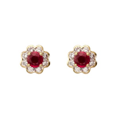 Aspinal of London Red and White Debutante Ruby & Diamond Stud Earrings