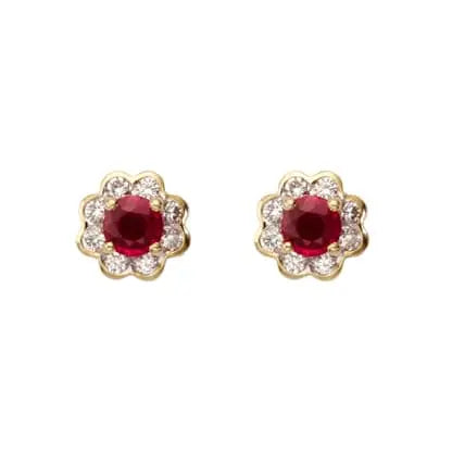 Aspinal of London Red and White Debutante Ruby & Diamond Stud Earrings