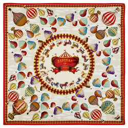 Aspinal of London Red, White and Yellow Silk Hot Air Balloon Printed Scarf