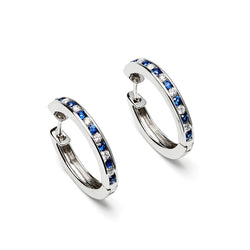 Aspinal of London Sapphire, Diamond and 18ct White Gold Blue Sapphire & Hoop Earrings Set