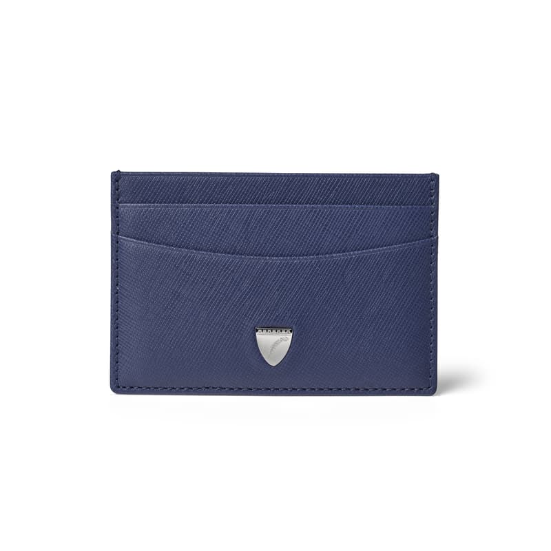 Aspinal of London Slim Credit Card Holder in Caspian Blue Saffiano