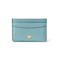 Aspinal of London Slim Credit Card Holder in Cornflower Blue Lizard