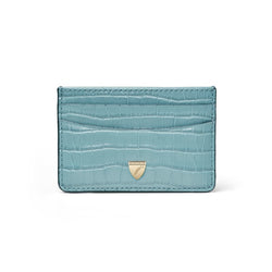 Aspinal of London Slim Credit Card Holder in Deep Shine Cornflower Blue Small Croc