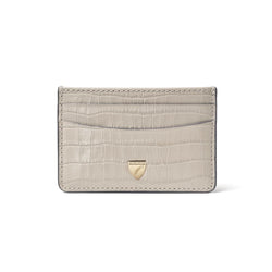 Aspinal of London Slim Credit Card Holder in Deep Shine Dove Grey Small Croc