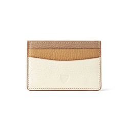 Aspinal of London Slim Credit Card Holder in Soft Taupe & Ivory Pebble