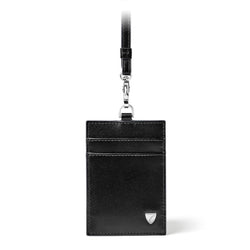 Aspinal of London Smooth Black Leather Lanyard ID & Card Holder