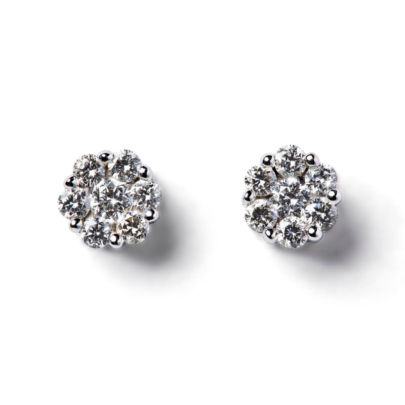 Aspinal of London Sterling Silver White Gold & Diamond Monaco 0.50ct. Cluster Stud Earrings