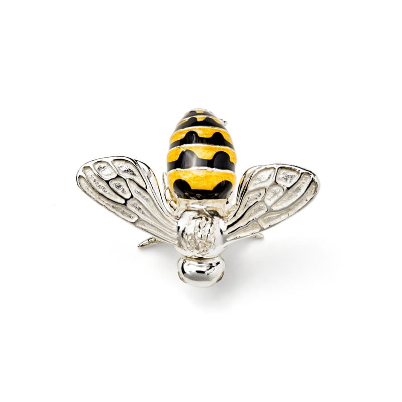 Aspinal of London Sterling Silver, Yellow and Black Bee Brooch