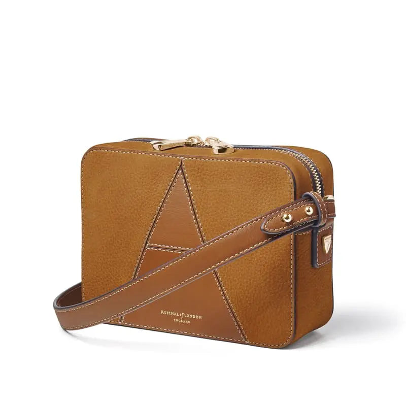 Aspinal of London Tan Brown Leather Camera Leather Crossbody Bag