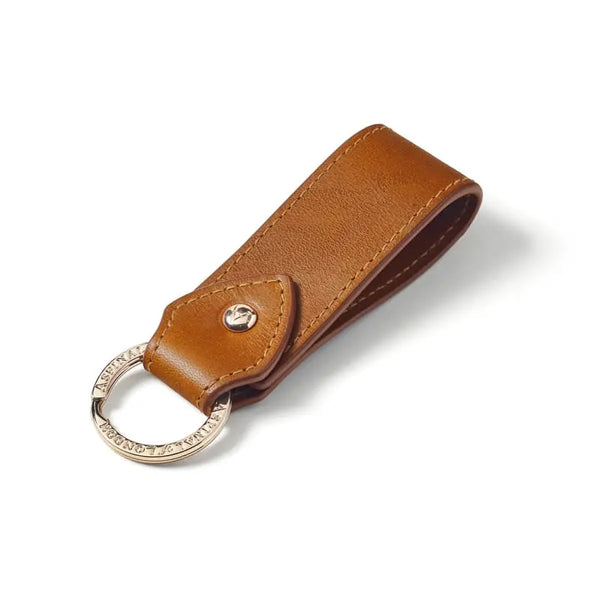 Aspinal of London Tan Brown Leather Small Loop Keyring