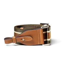 Aspinal of London Tan, Khaki and Cream Leather Striped Ella Webbing Strap