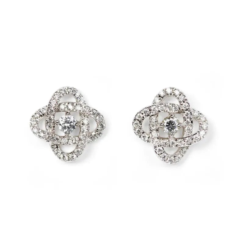 Aspinal of London White Entwined Knot Diamond Earrings set