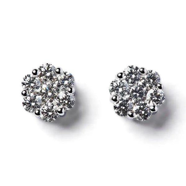 Aspinal of London White Gold Monaco 1.0ct Diamond Cluster Stud Earrings